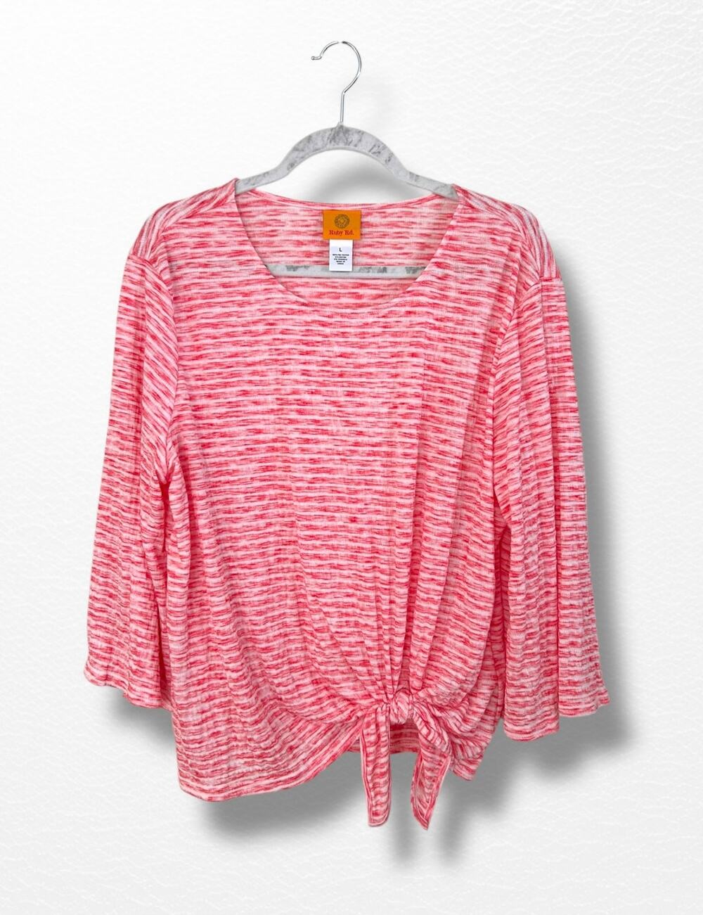 Ruby Rd. Bell Sleeved Tie-Front Top, Size L